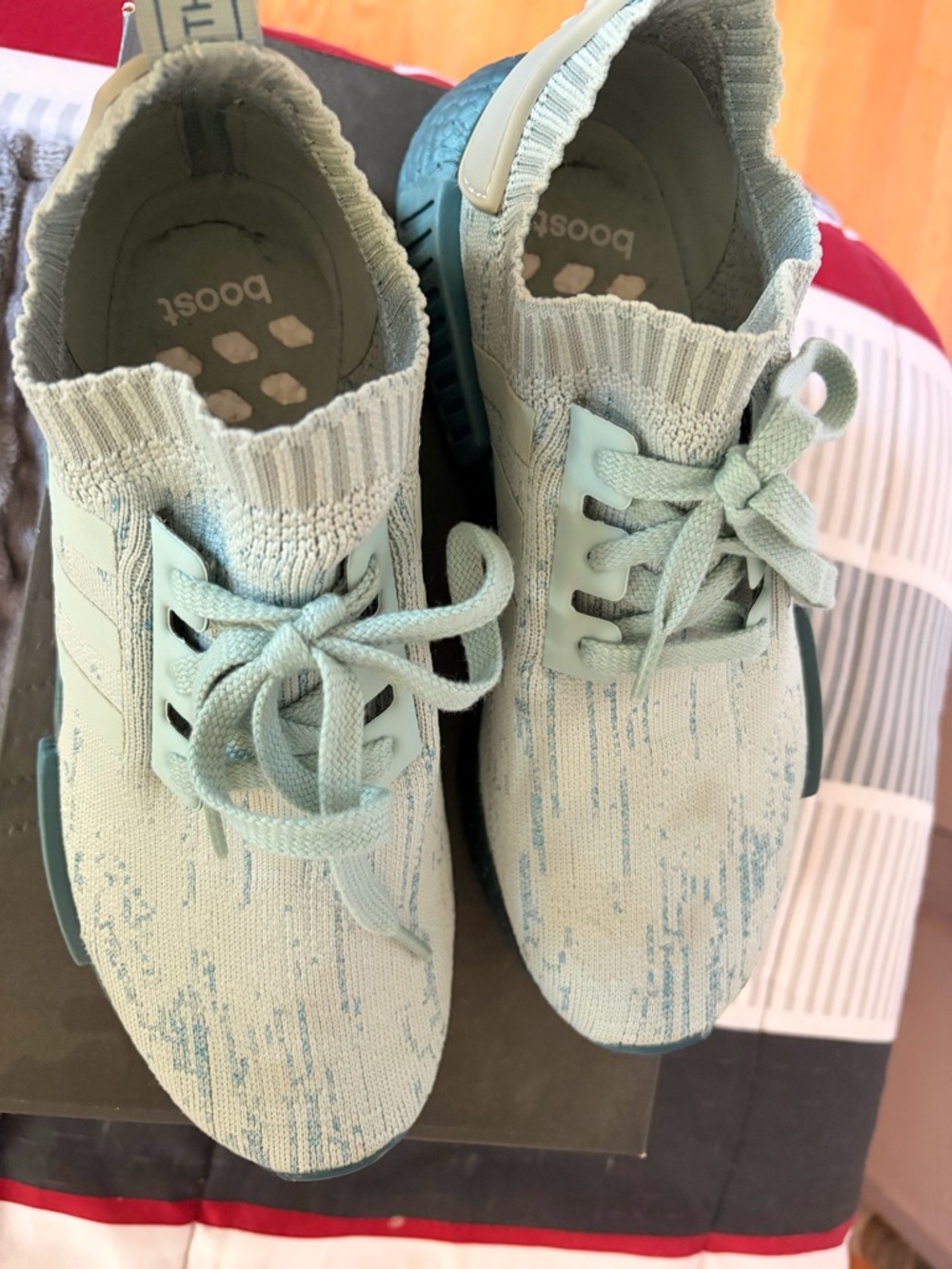 adidas Mint and Teal Knit NMD_R1 Sneakers - Picture 4 of 5